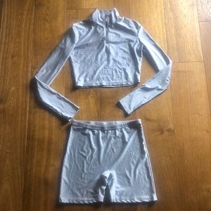 Silver Crop Top w/ Bike Shorts